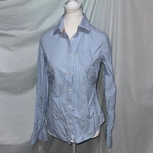 Classic Blue and White Striped American Eagle button up shirt size 6